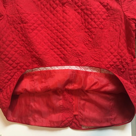 R.Q.T. Red Quilted Embroidered Zip Up Jacket, Sz XL - Picture 8 of 9
